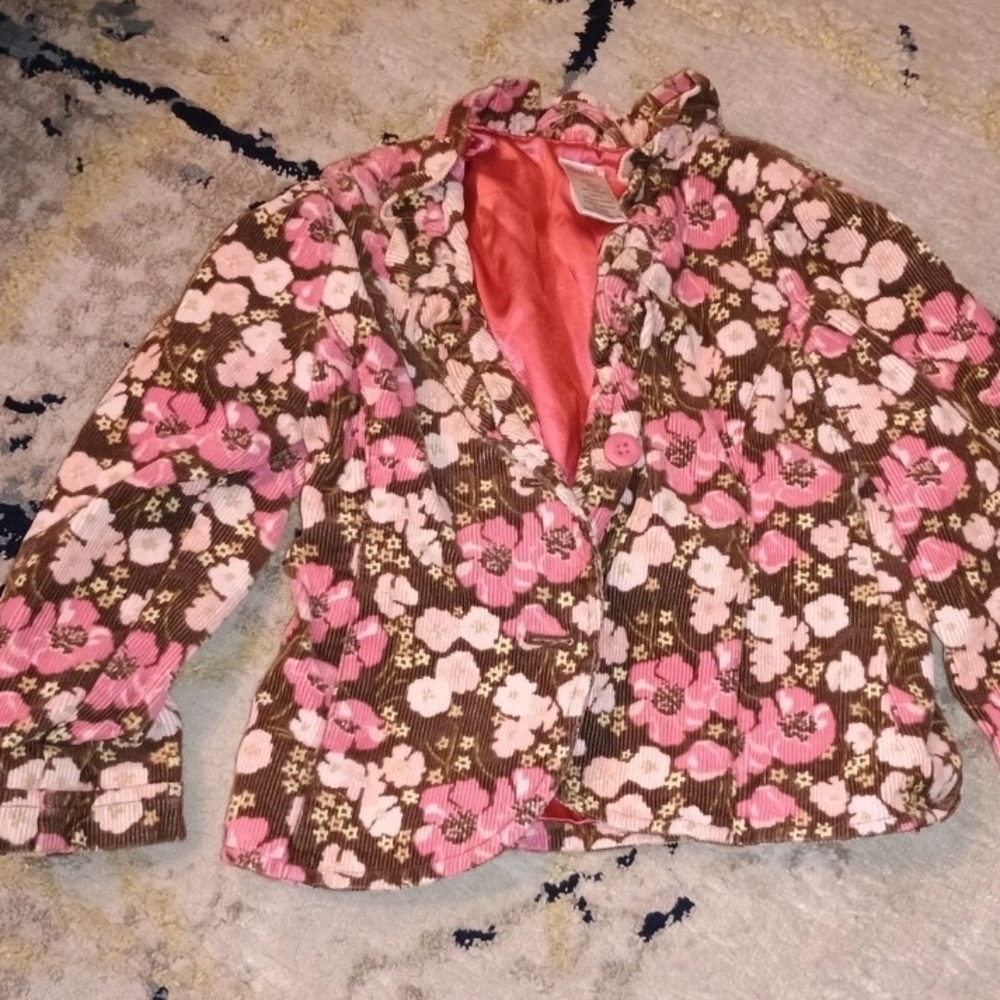 Gymboree Pink and Brown Floral Blazer Girls Size 4t